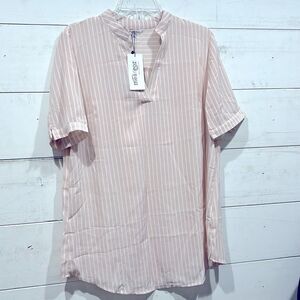 Meaneor Pink and White Blouse - XL